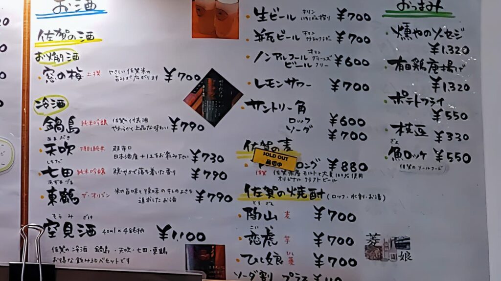 アルコールメニュー